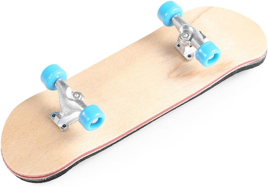 Mini Finger Skateboard – Wooden Finger Board Ultimate Sport Training Props in Light Brown with Ball Bearings -1 Pack (Random Color Bearing Wheels)
