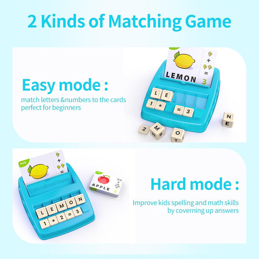 Educational Toys Learning Games for Kids 3-8, Matching Letter Spelling Early Math Game for Preschool& Kindergarten Kids Boys and Girls Light Blue ,Christmas Birthday gift for 4 5 6 7 boys girls