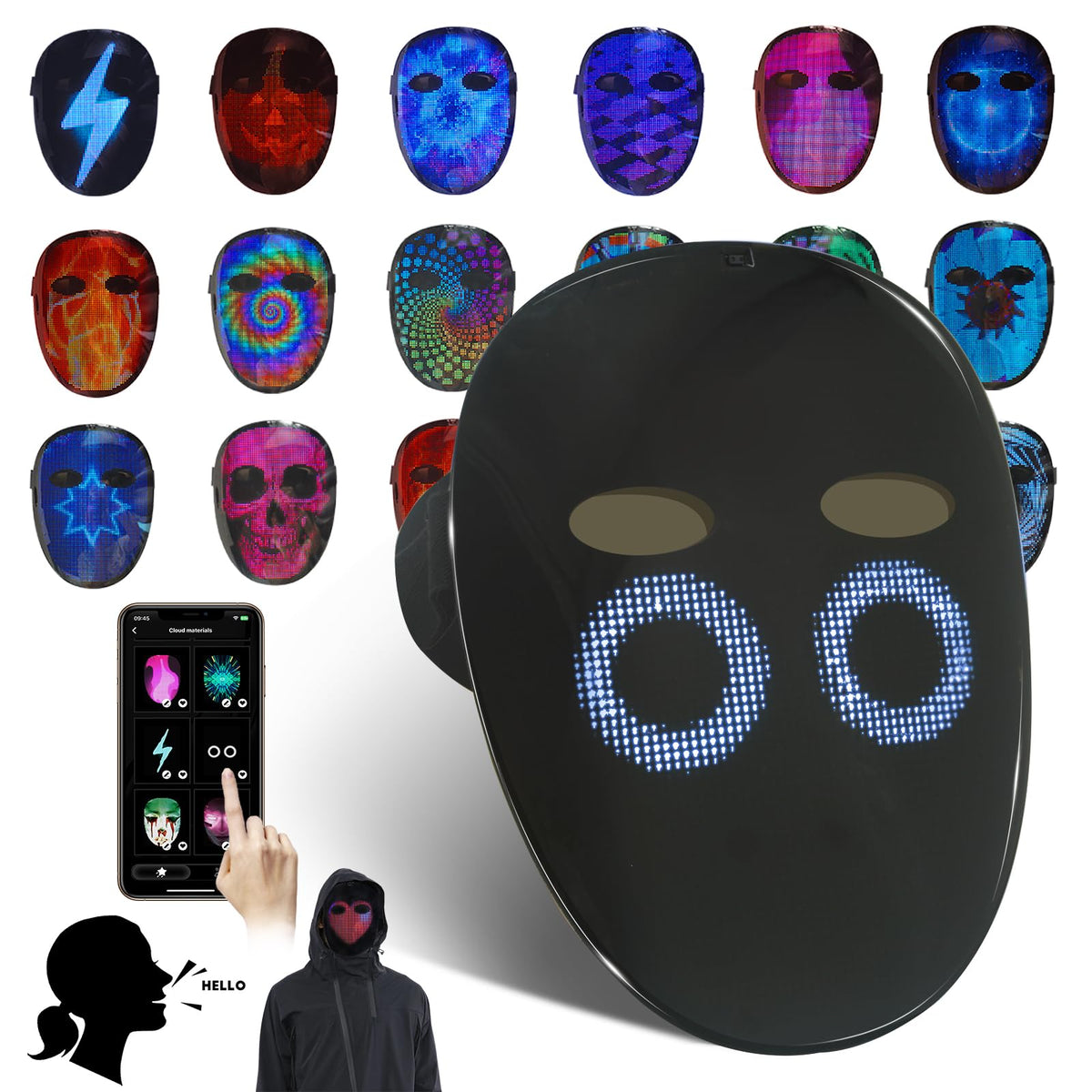 MOYACA Led Mask Light up Mask with Gesture Sensing, Cool Toys Men Boys Gift
