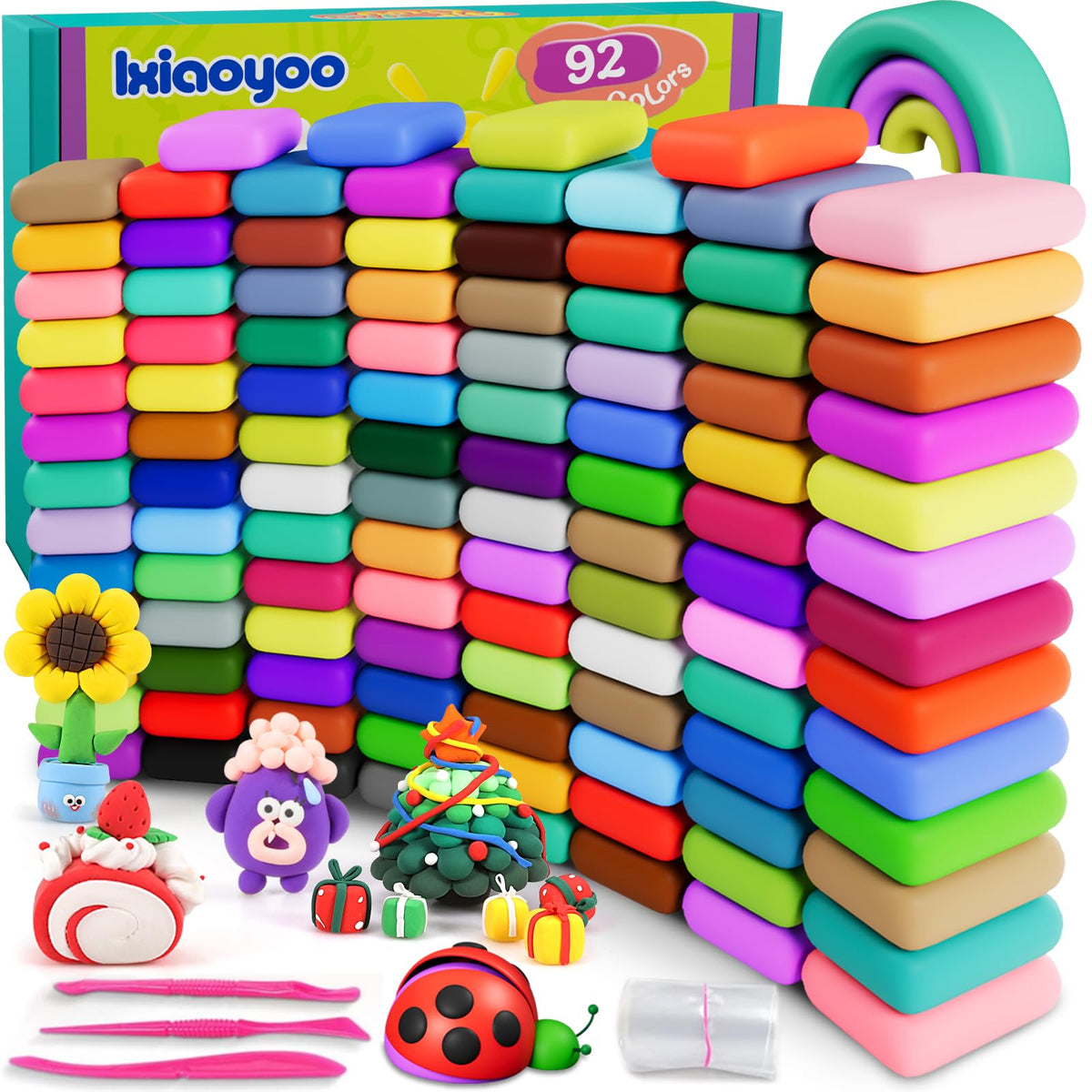 Ixiaoyoo Air Dry Clay, 30 Colors Foam Modeling Clay for School Projects
