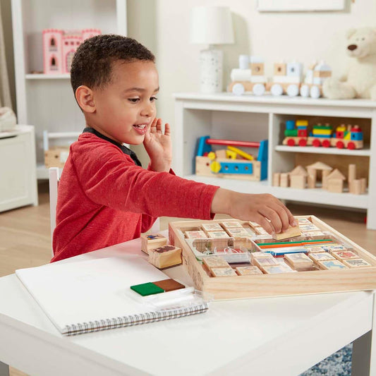 Melissa & Doug Deluxe Animals Wooden Stamp Set with Markers