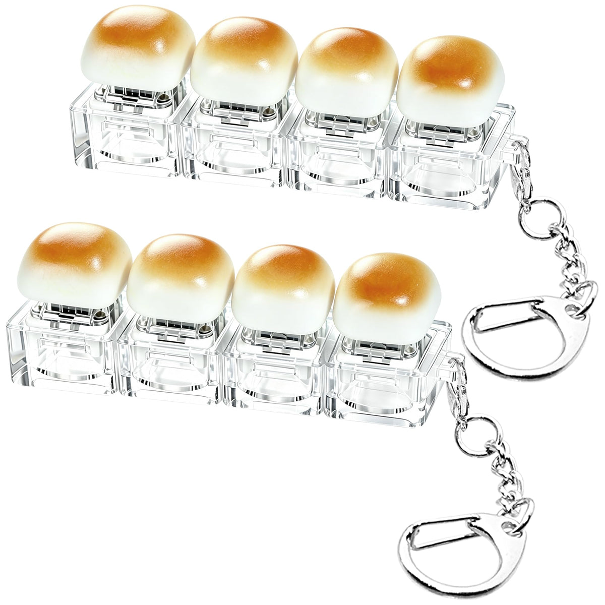 2 PCS Keyboard Fidget Toy, Keyboard Fidget Keychain 4-in-1 Keyboard Decompression Button Finger Clicker Toys, Keychain Button Stress Relief Fidget Gifts to Relief Stress (Transparent)