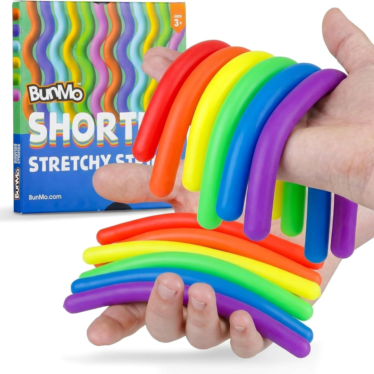 BUNMO Sensory Toys - Stretchy Noodle Strings - Stimulating & Addictive Fidget Toys for Kids - Hours of Fun for Kids - Worry Noodles - Smooth 6 Pack