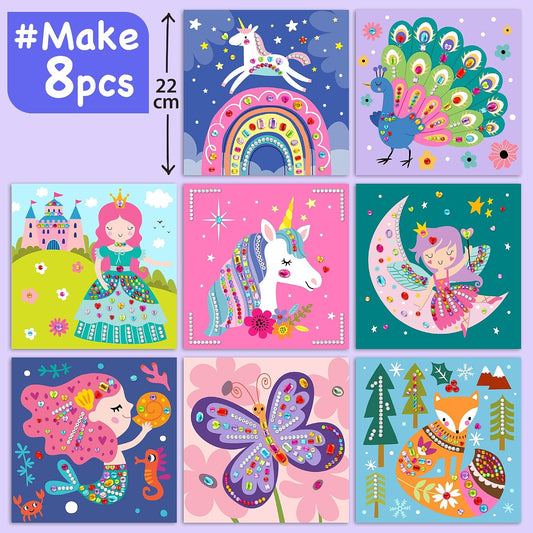 EZCRA Gem Sticker Kit for Kids - 990+ Stickers, 8 Unicorn Princess Themes