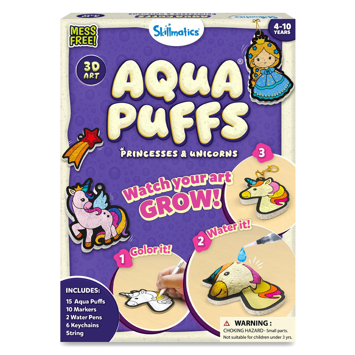 Skillmatics Aqua Puffs Animals, Art & Craft, Paint by Number, Gift for Kids
