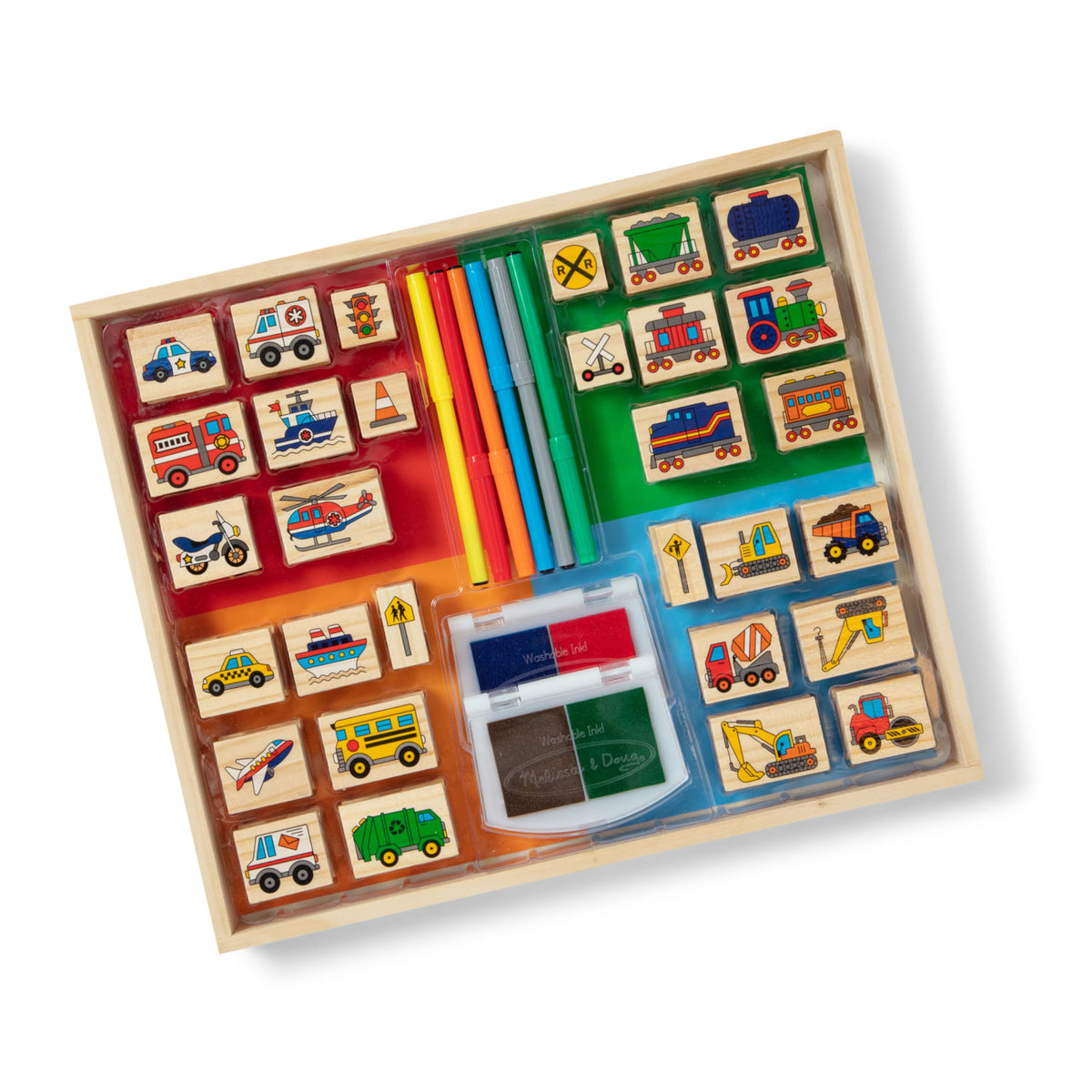 Melissa & Doug Deluxe Animals Wooden Stamp Set with Markers
