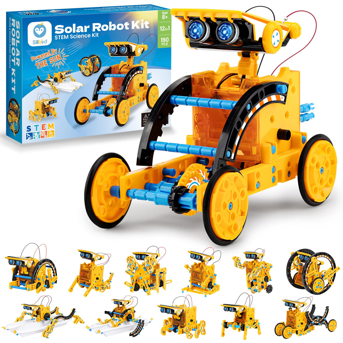 Sillbird 12-in-1 Solar Robot Building Kit STEM Gift for Boys Ages 8-13