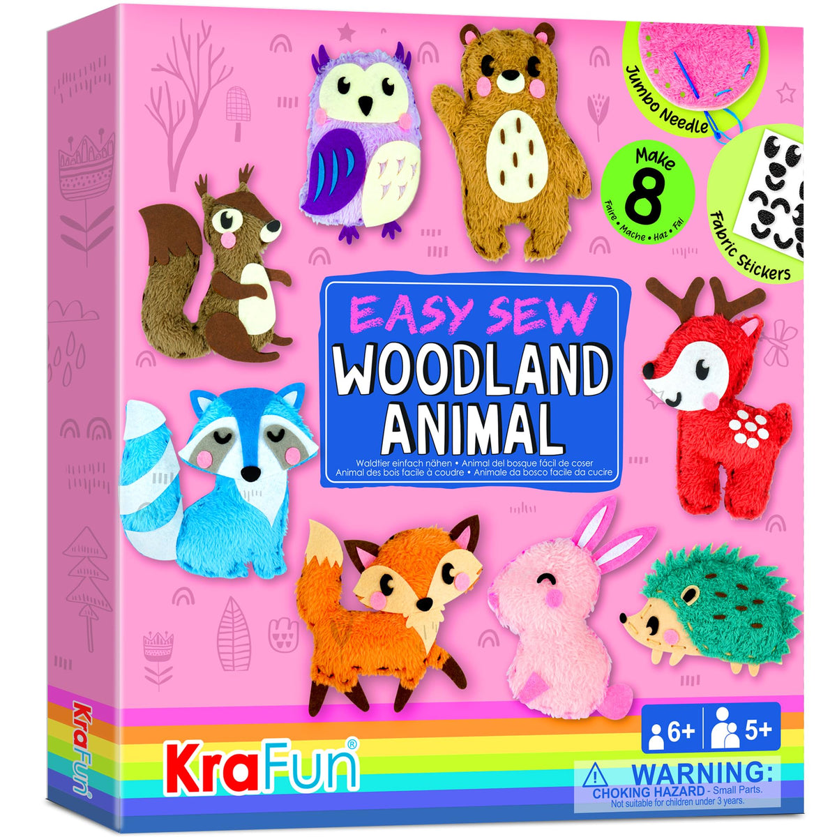KRAFUN Puppy & Kitten Sewing Kit for Kids Ages 6+ | 8 Dolls