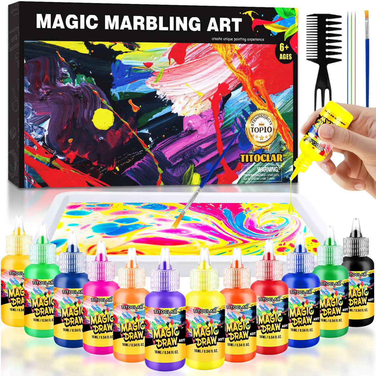 Water Marbling Paint for Kids,Stocking Stuffers for Kids,Birthday Gifts for Kids 3+ Years Old,Arts and Crafts for Girls Boys Ages 8-12 6-8 3-5,STEM Science Toys