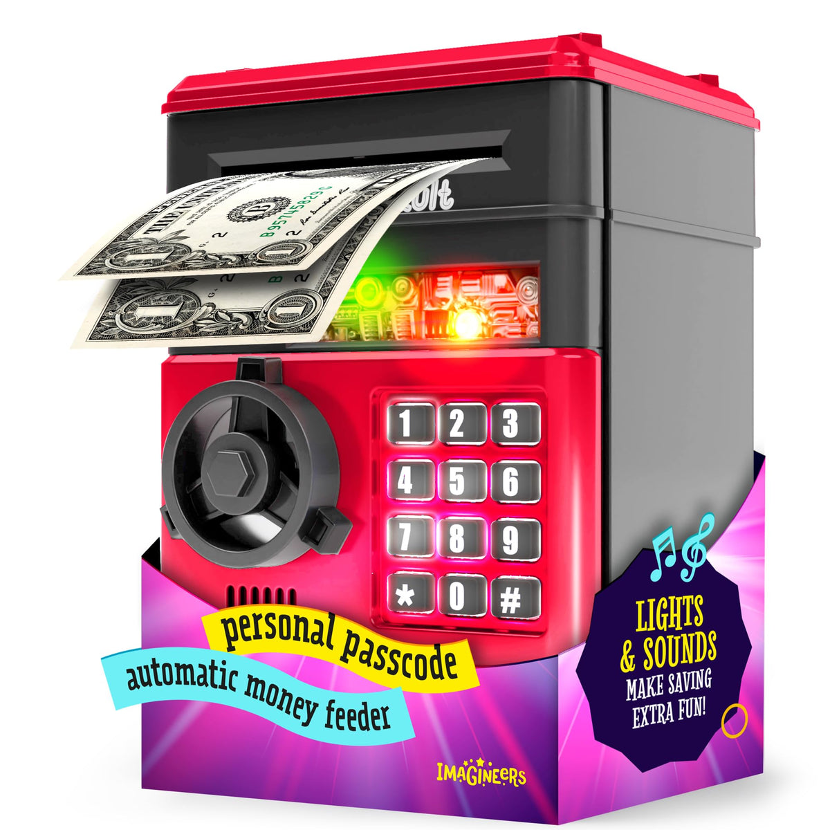 Piggy Bank for Kids - Electronic Money Saving Box w/Code- ATM Safe - Toy Coin Bank - Gifts for Boys Toys for Age 3, 4, 5, 6, 7, 8, 9 - Birthday Gifts for 8, 9, 10, 11, 12