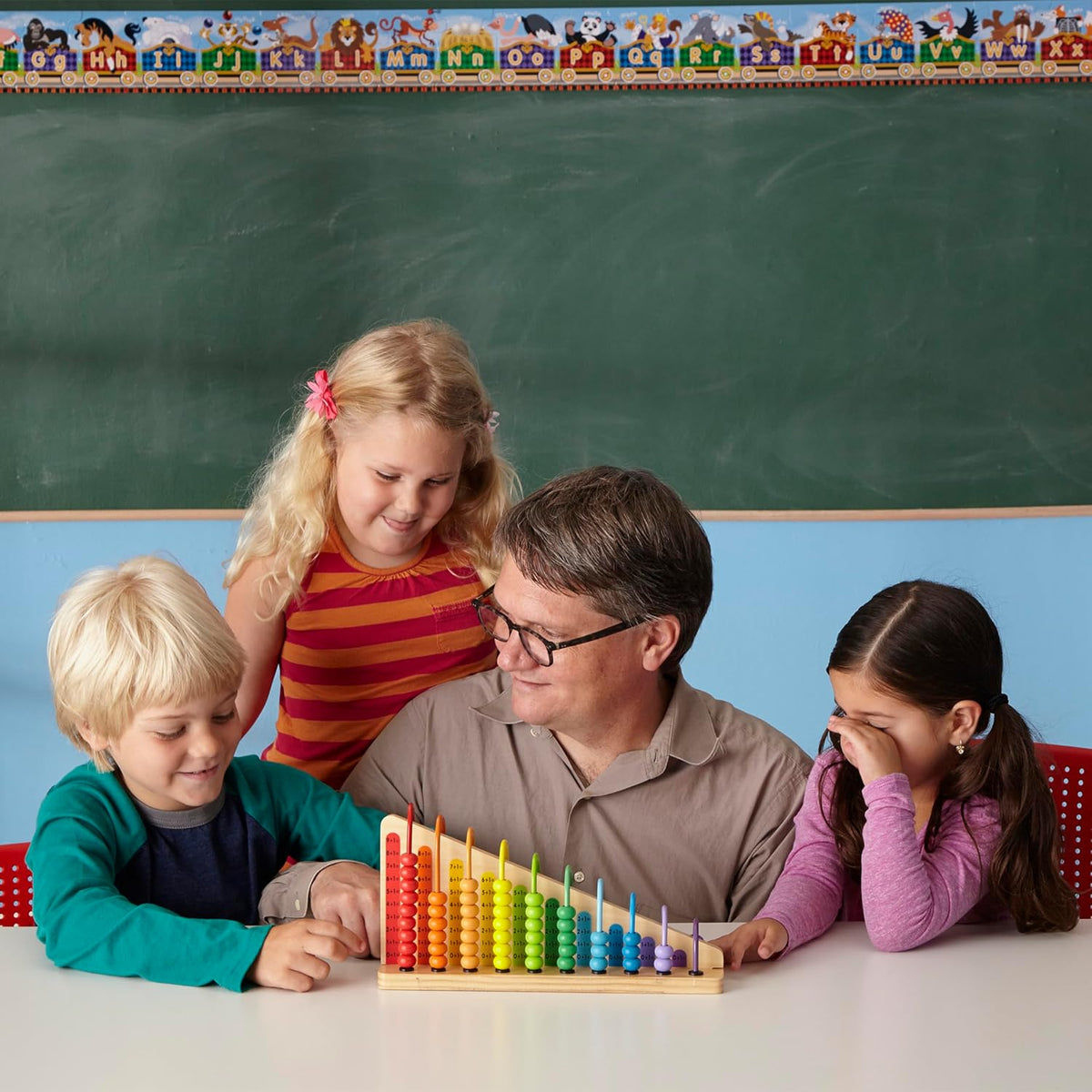 Melissa & Doug Add & Subtract Abacus - Educational Toy with 55 Colorful Beads and Sturdy Wooden Construction