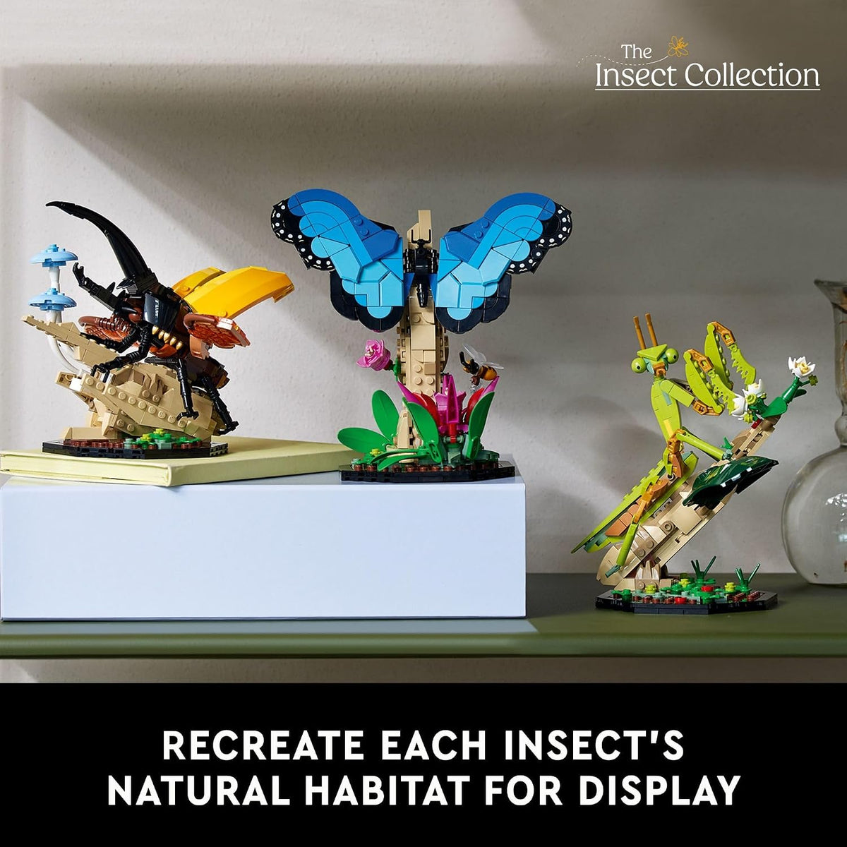 LEGO Ideas The Insect Collection, Fun Gift for Nature Lovers, with Life-Size Blue Morpho Butterfly, Hercules Beetle and Chinese Mantis Display Models, Bug Building Set and Nature Décor, 21342,18+