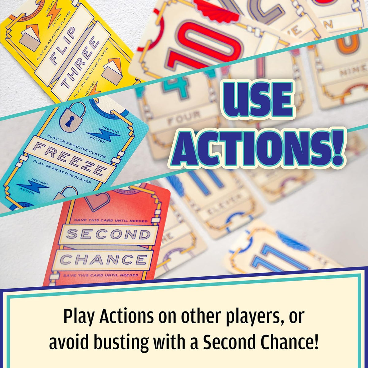 USAOPOLY Flip 7 Card Game, The Ultimate Blend of Press Your Luck Strategy