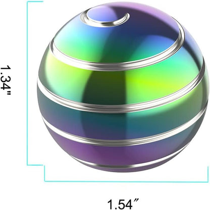 Kinetic Spinning Desk Toy Metal Fidgets ADHD 1.54in Rainbow Silver