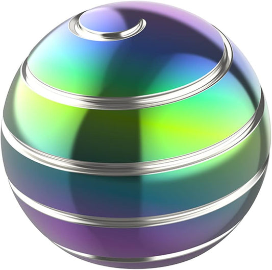 Kinetic Spinning Desk Toy Metal Fidgets ADHD 1.54in Rainbow Silver