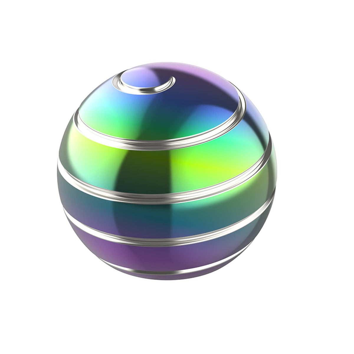 Kinetic Spinning Desk Toy Metal Fidgets ADHD 1.54in Rainbow Silver