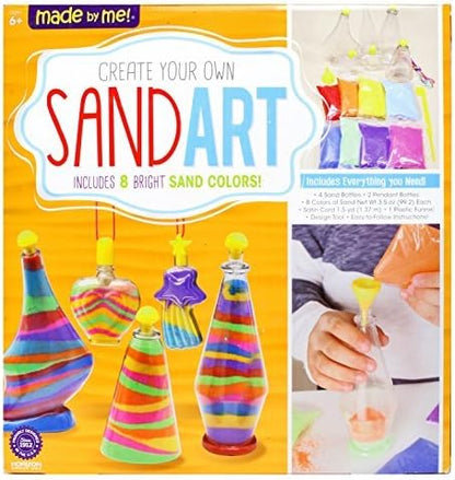Made By Me Create Your Own Sand Art, 4 Sand Bottles & 2 Pendent Bottles with 8 Bright Sand Colors, Designing Tool & More, Great Staycation or Birthday Party Activity for Kids Ages 6, 7, 8, 9