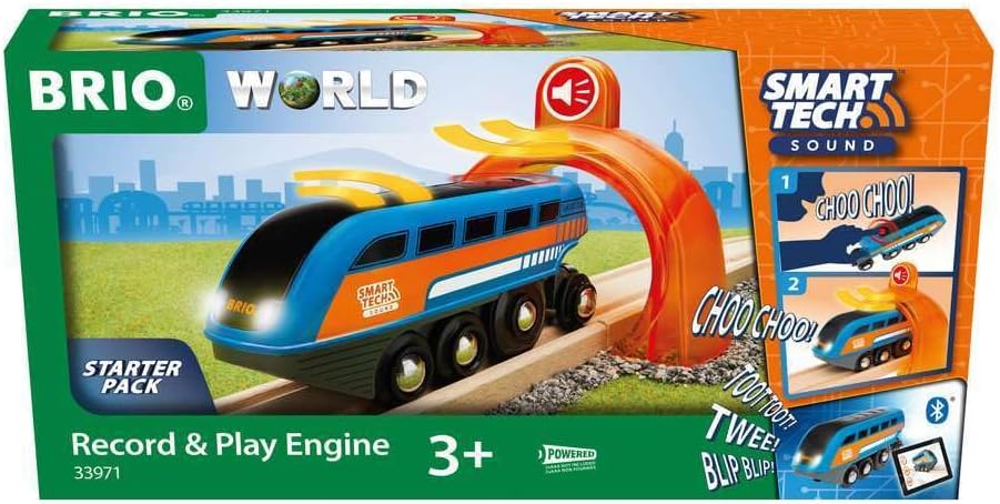 BRIO 33971 Smart Tech Sound Record & Play Engine - Interactive Wooden Toy Train for Kids | Perfect for Age 3 and Up | Enhances Motor Skills