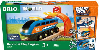 BRIO 33971 Smart Tech Sound Record & Play Engine - Interactive Wooden Toy Train for Kids | Perfect for Age 3 and Up | Enhances Motor Skills