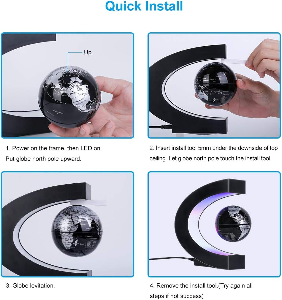 Magnetic Levitating Globe with LED Light | Cool Tech Gift for Men Father