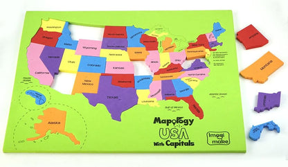 Imagimake Mapology USA Map Jigsaw Puzzle, Learn States, Capitals with Flags