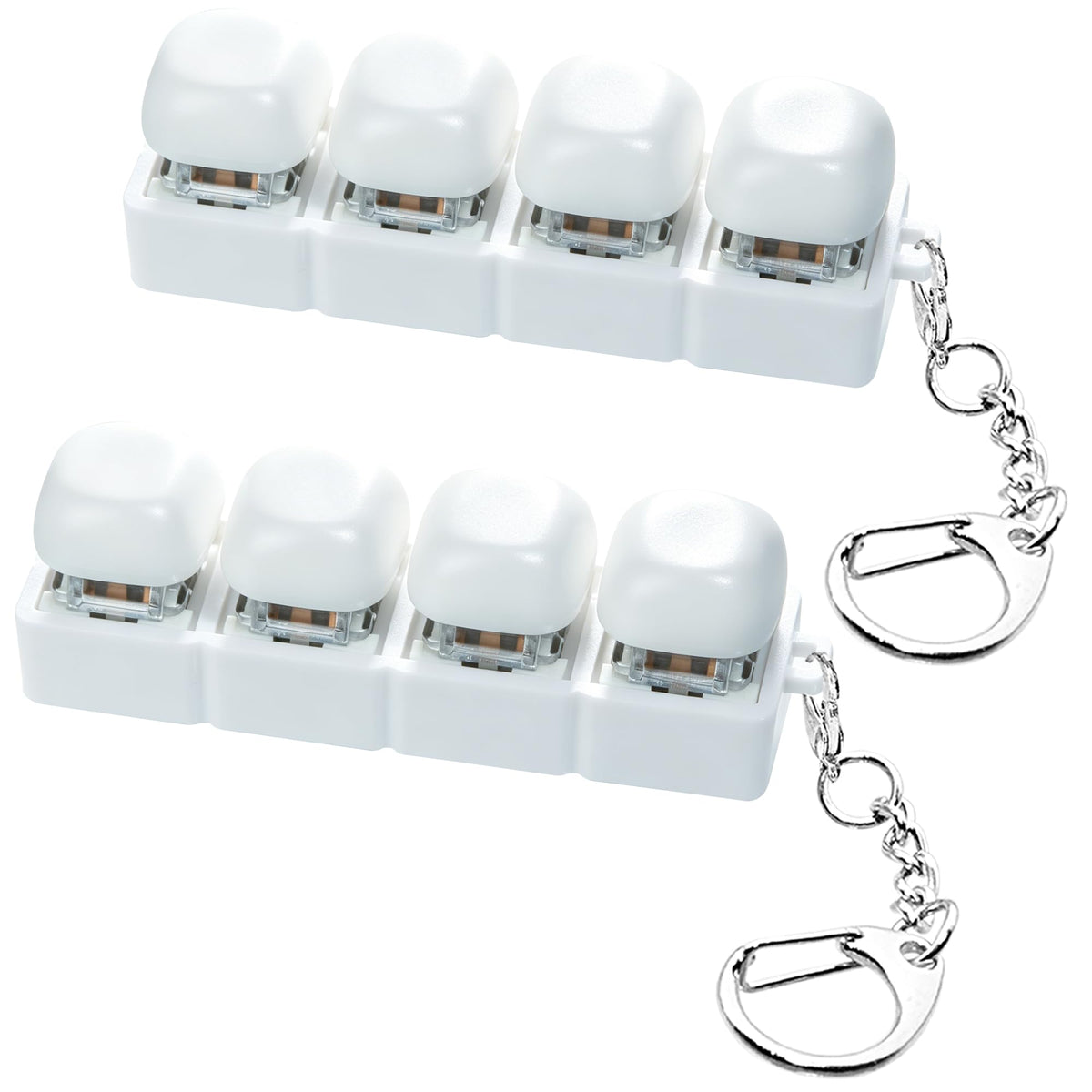 2 PCS Keyboard Fidget Toy, Keyboard Fidget Keychain 4-in-1 Keyboard Decompression Button Finger Clicker Toys, Keychain Button Stress Relief Fidget Gifts to Relief Stress (Transparent)