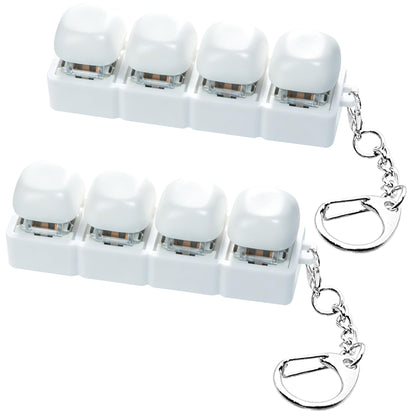2 PCS Keyboard Fidget Toy, Keyboard Fidget Keychain 4-in-1 Keyboard Decompression Button Finger Clicker Toys, Keychain Button Stress Relief Fidget Gifts to Relief Stress (Transparent)