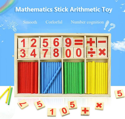 Umbresen Montessori Toys Math Educational Toy - Wooden Intelligence Sticks Number Cards and Counting Rods with Box