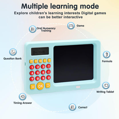 Math Games for Kids Ages 5 6 7 8, LCD Writing Tablet for Kids Educational Math Learning Games, Birthday Gifts for Boys Girls (Blue)