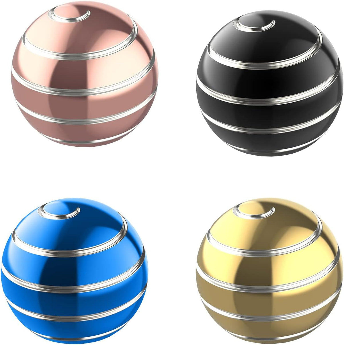 Kinetic Spinning Desk Toy Metal Fidgets ADHD 1.54in Rainbow Silver