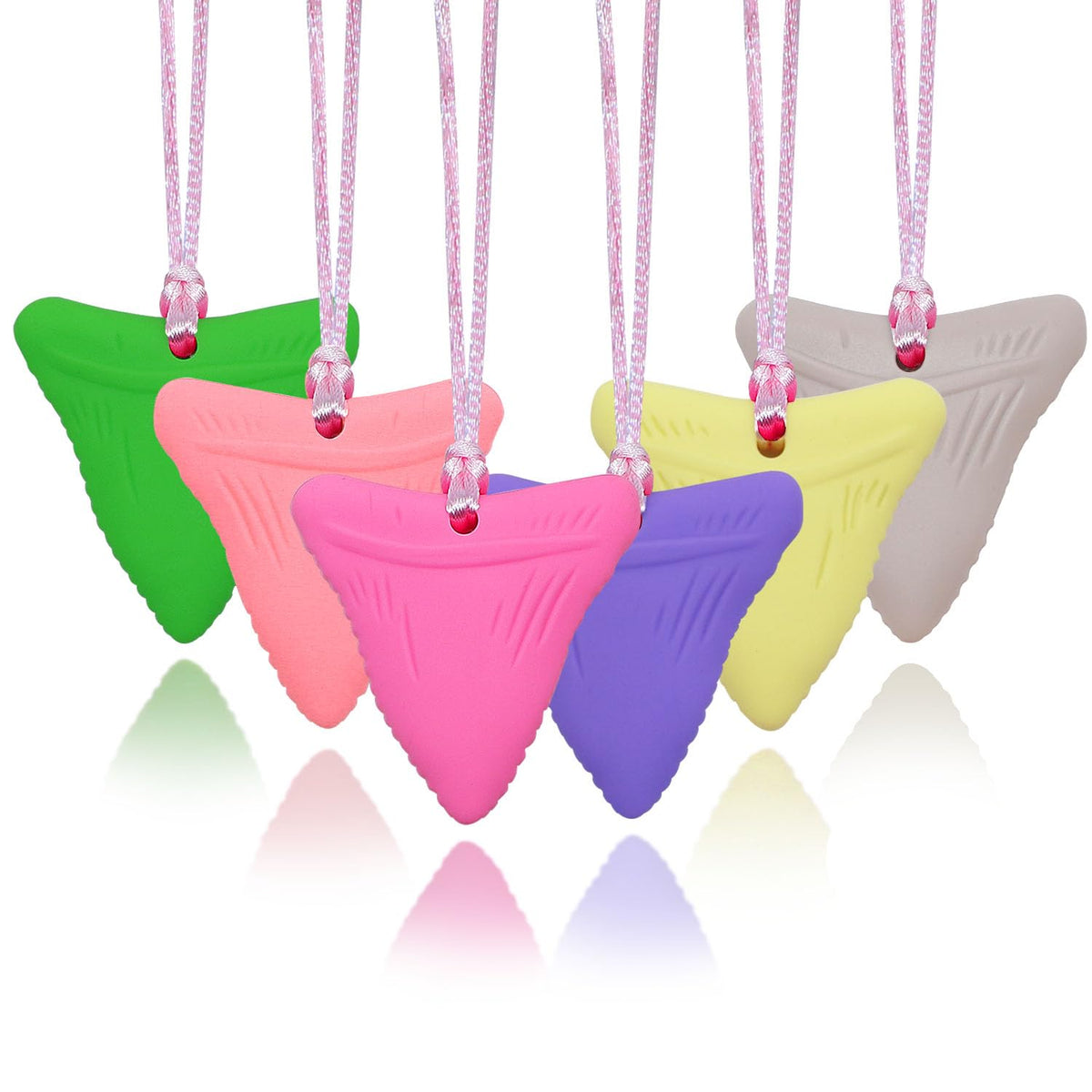 Chew Necklaces for Sensory Kids, 6 Pack Chewy Necklace Sensory Toys for Autism, ADHD, Anxiety- Silicone Teething Necklace Oral Chew Toys for Boys Girls Adults Chewer Reduces Chewing Fidgeting