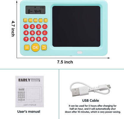 Math Games for Kids Ages 5 6 7 8, LCD Writing Tablet for Kids Educational Math Learning Games, Birthday Gifts for Boys Girls (Blue)