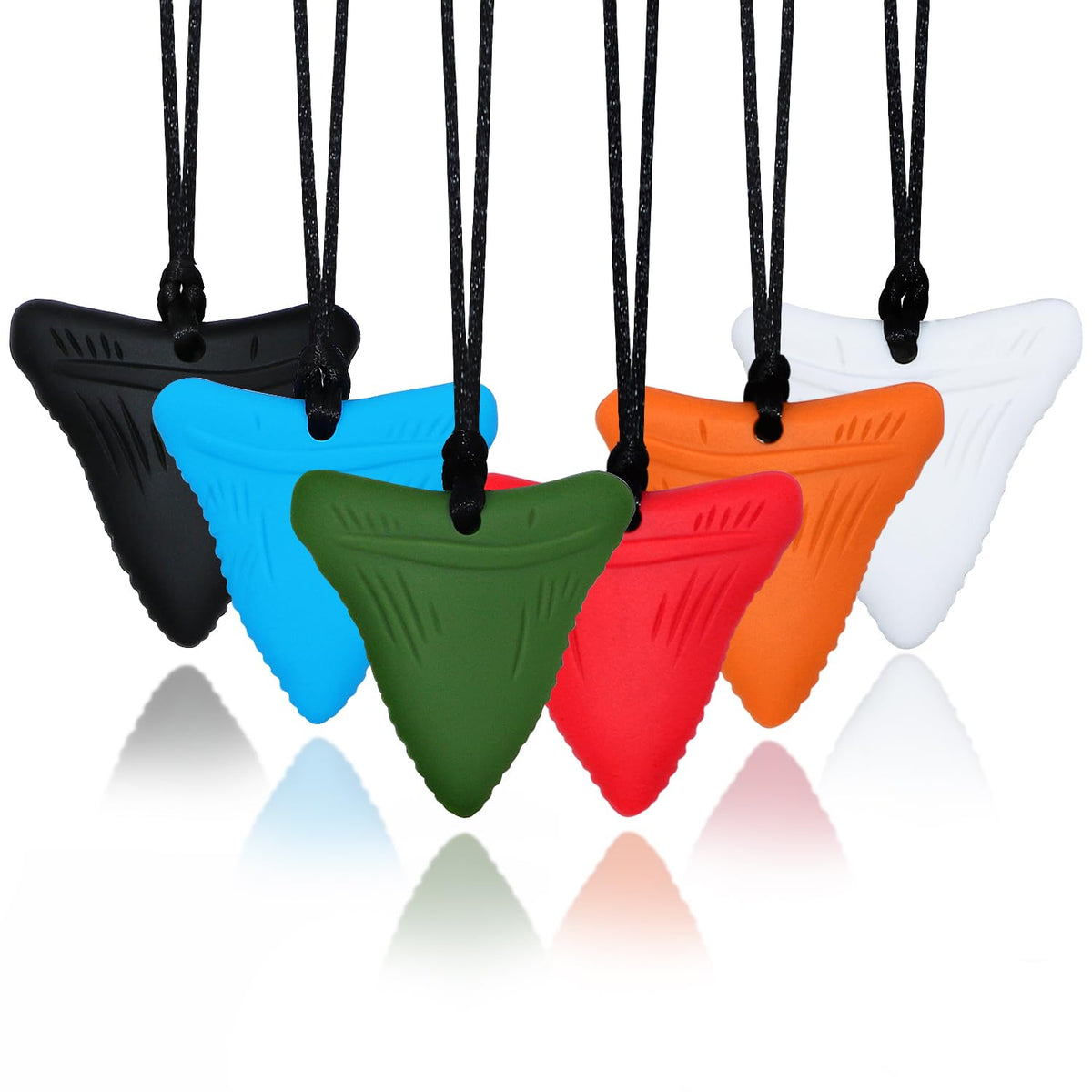 Chew Necklaces for Sensory Kids, 6 Pack Chewy Necklace Sensory Toys for Autism, ADHD, Anxiety- Silicone Teething Necklace Oral Chew Toys for Boys Girls Adults Chewer Reduces Chewing Fidgeting