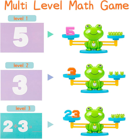 Frog Balance Counting Toys, Cool Math Learning Games for Boys and Girls, Educational Number Preschool Toy, Fun Children's Gift STEM Math Games for Kids Age 3+ (63 PCS)