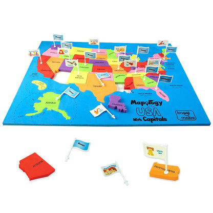 Imagimake Mapology USA Map Jigsaw Puzzle, Learn States, Capitals with Flags