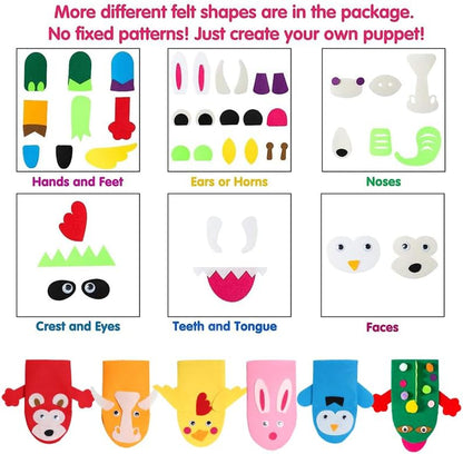 WATINC Hand Puppet Making Kit, Felt Sock Puppet Toys for Kids (Animals)