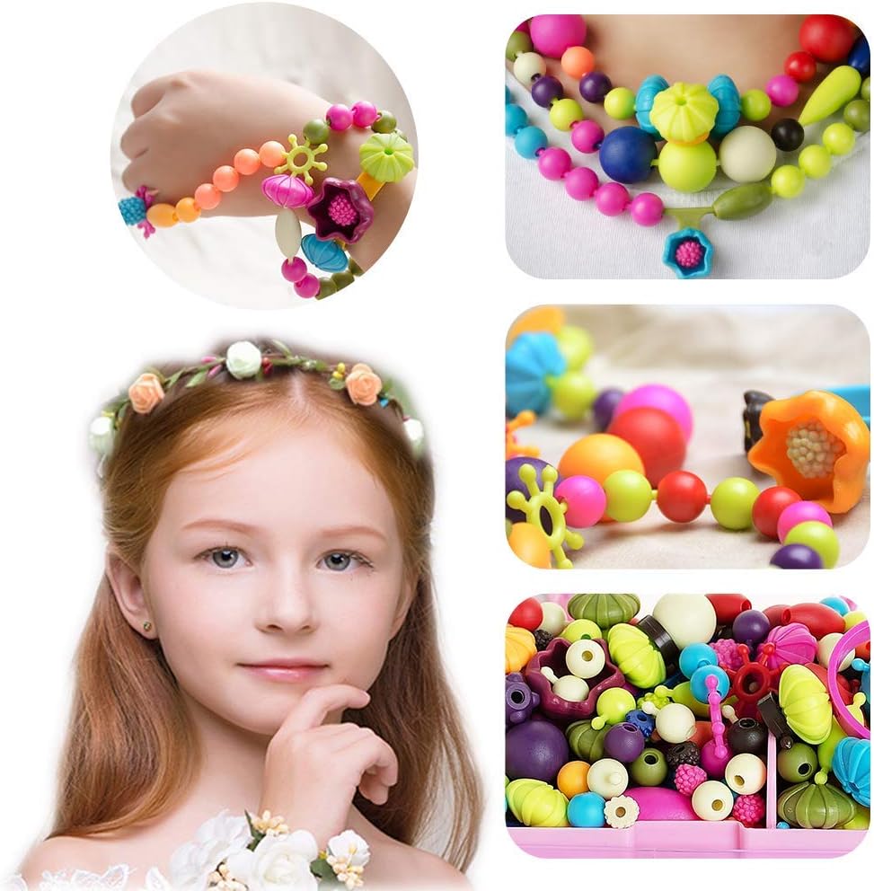 GILI Pop Beads - Jewelry Making Kit for 3 4 5 6 7 8 Year Old Little Girls - Arts and Crafts Toys for Kids Age 4yr-8yr - Necklace Bracelet Creativity Snap Set Top Best Christmas Birthday Gifts (500pcs)