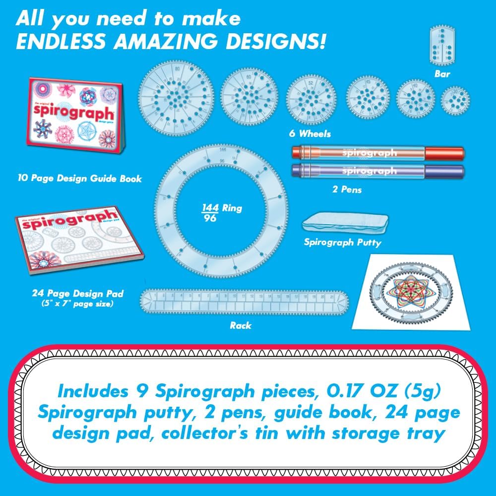Spirograph Design Set Collectors Tin Arts and Crafts for Kids Drawing Kit