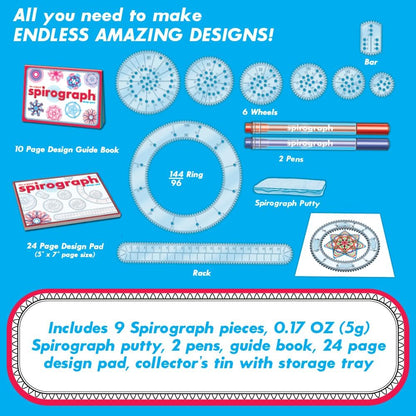 Spirograph Design Set Collectors Tin Arts and Crafts for Kids Drawing Kit