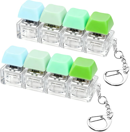 2 PCS Keyboard Fidget Toy, Keyboard Fidget Keychain 4-in-1 Keyboard Decompression Button Finger Clicker Toys, Keychain Button Stress Relief Fidget Gifts to Relief Stress (Transparent)