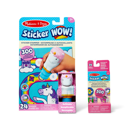 Melissa & Doug Sticker Wow!™ Dinosaur Bundle: 24-Page Activity Book, Refillable Sticker Stamper, Mini Pad, 500 Stickers, Arts and Crafts for Kids Ages 3+