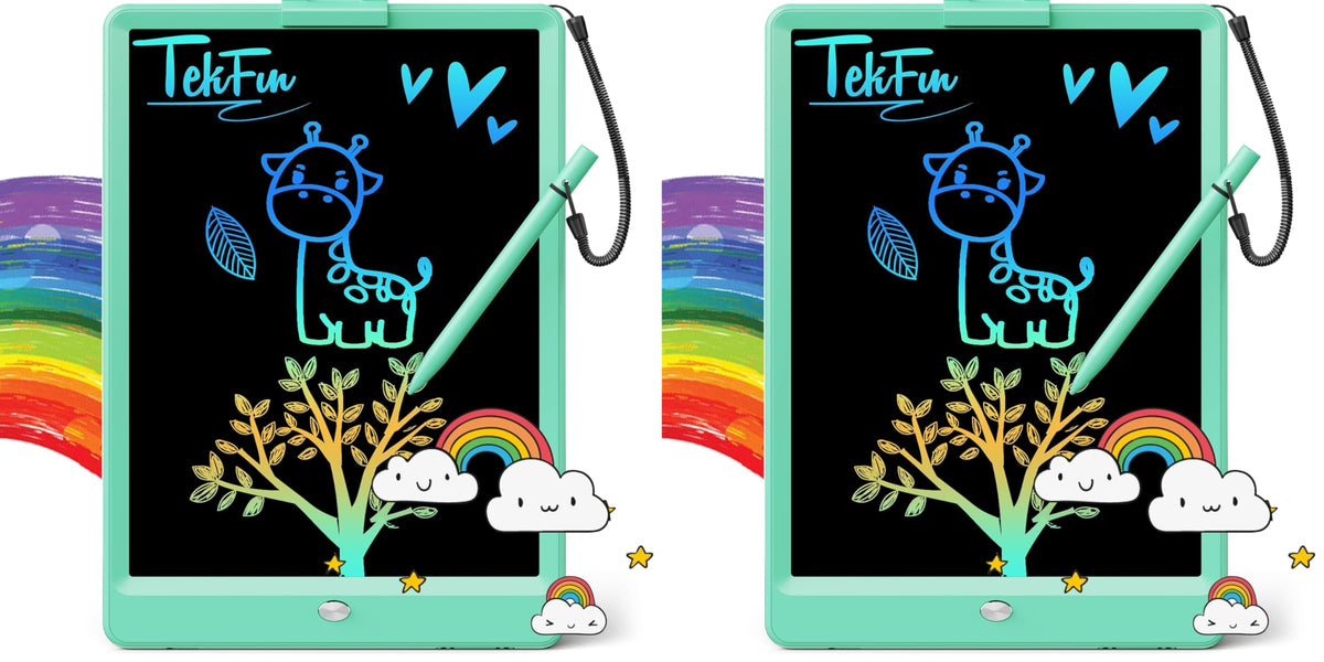 TEKFUN LCD Writing Tablet for Kids, 10-inch Coloring Drawing Pad, Mess Free Doodle Board, Airplane Travel Toys for Boys and Toddlers, Road Trip Essentials, Gifts for 3 4 5 6 7 8 Year Old Girls (Pink)