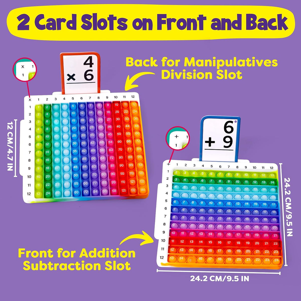 Torlam 332 Math Flash Cards Math Board,Math Games Manipulatives Times Table Chart Fun Learning Interactive Practice Kit for Kids,Multiplication,Division,Addition,Subtraction Flash Card Toys for Kids