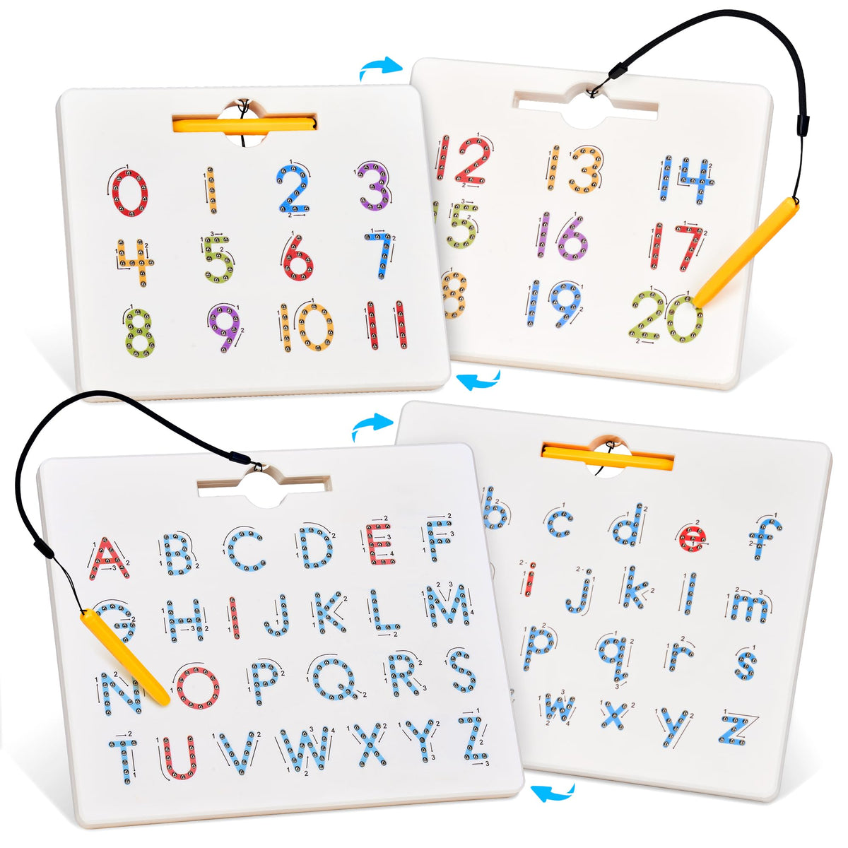 GAMENOTE Magnetic Number Tracing Board Double Sided, Numbers 1-20 Writing