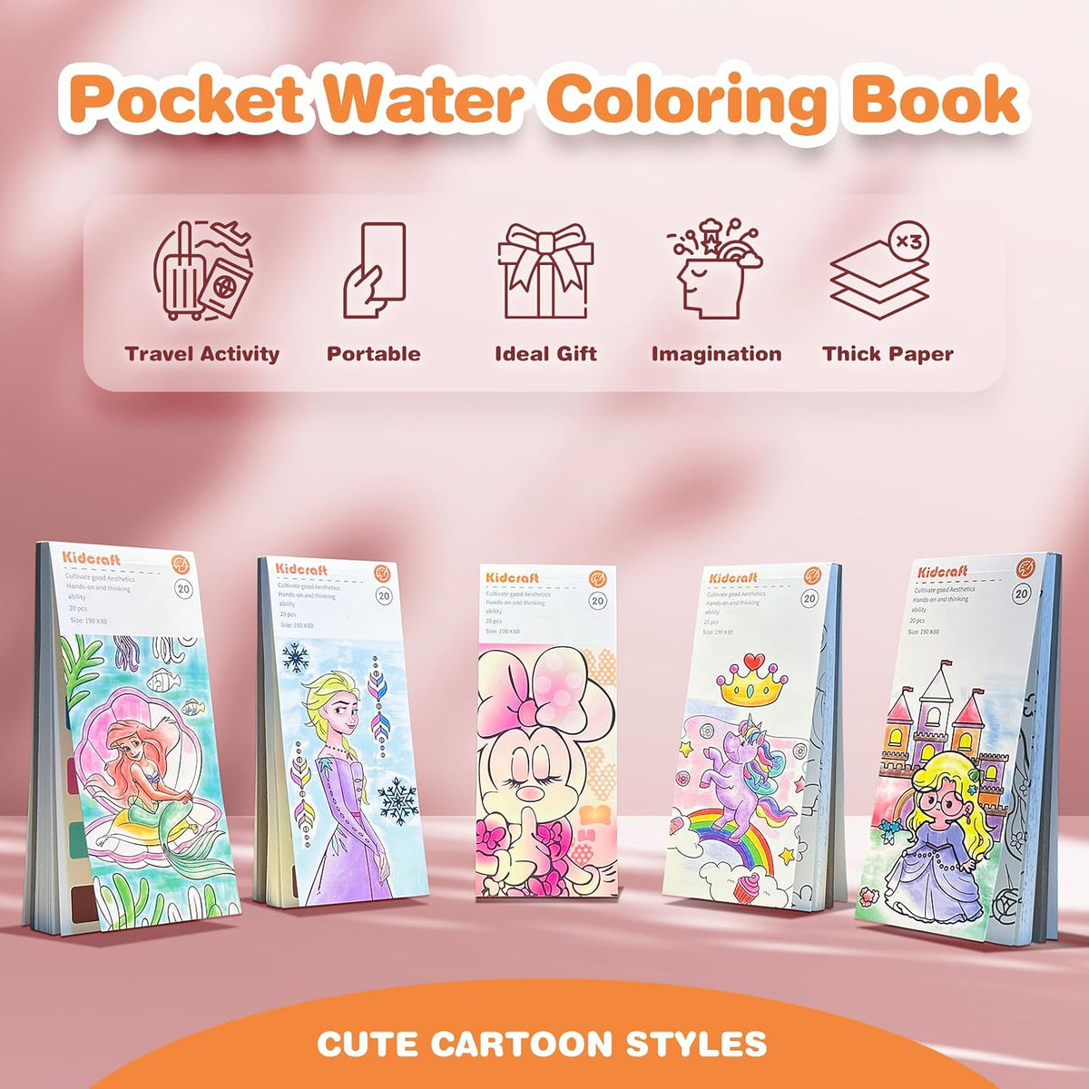 Kidcraft Paint with Water Coloring Books for Toddlers, Ocean Princess