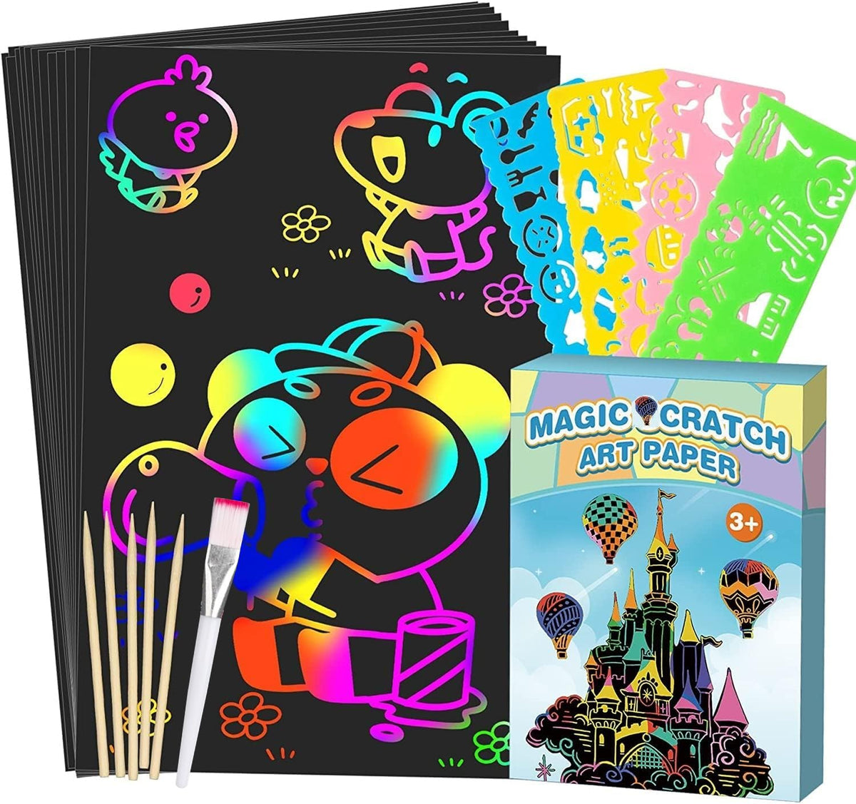 2-Pack Scratch Paper Art Set: Notebooks Arts Supplies and Crafts for Kids