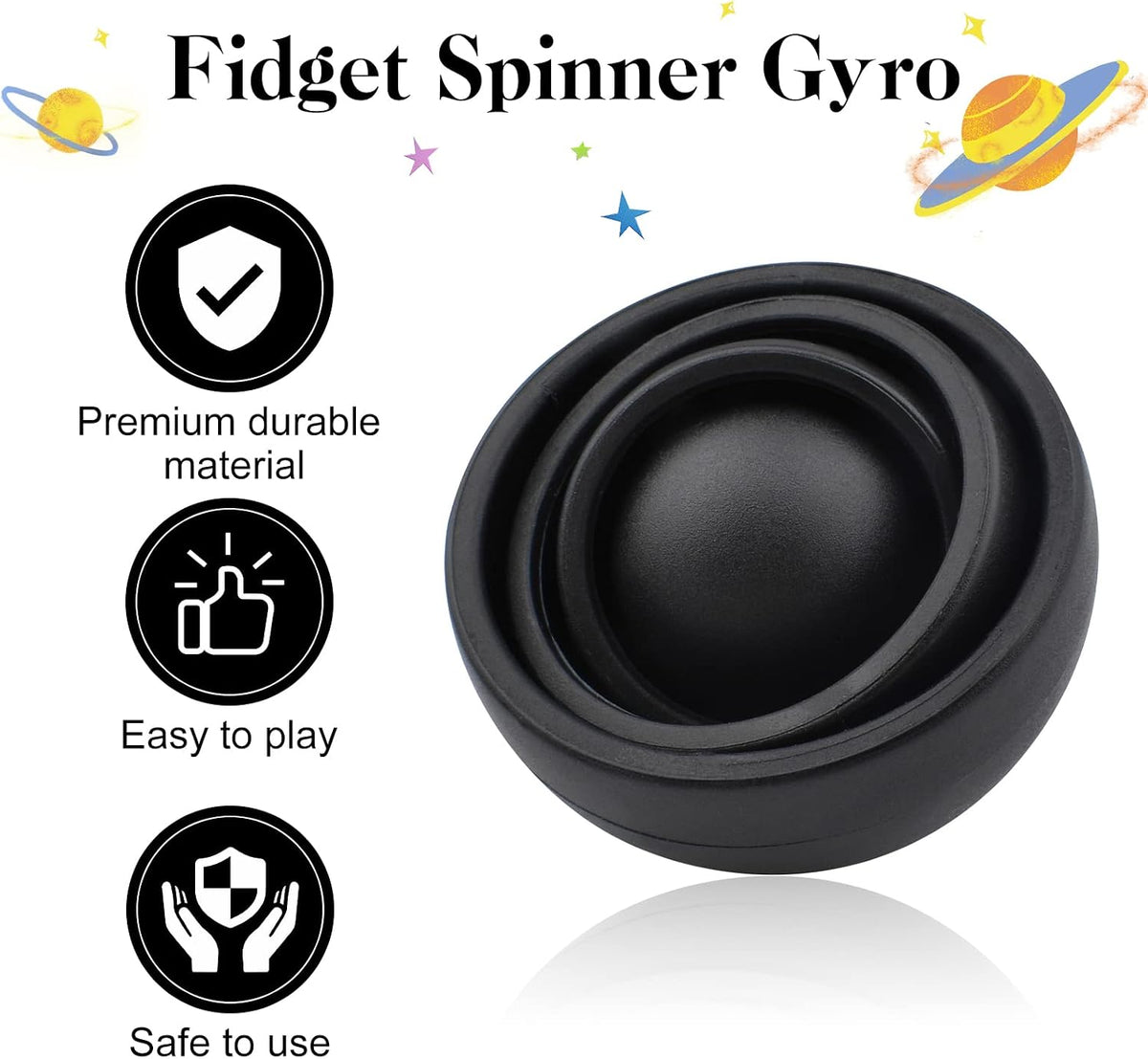 Fidget Toys for Adults, Autism Sensory Toys for Kids 8-12, Black 1PC