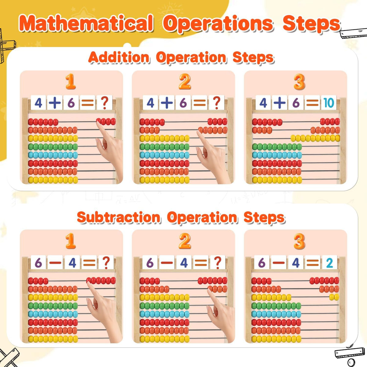 Wooden Abacus for Kids Math Game for Kids 5-7 Abacus Counters Counting Toys