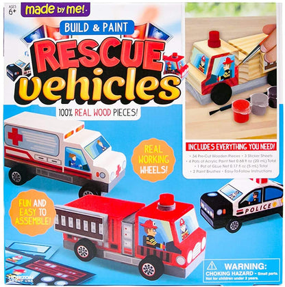Made By Me Build & Paint Your Own Wooden Toys, DIY Wood Craft Kit, Easy to Assemble, 3 Cars