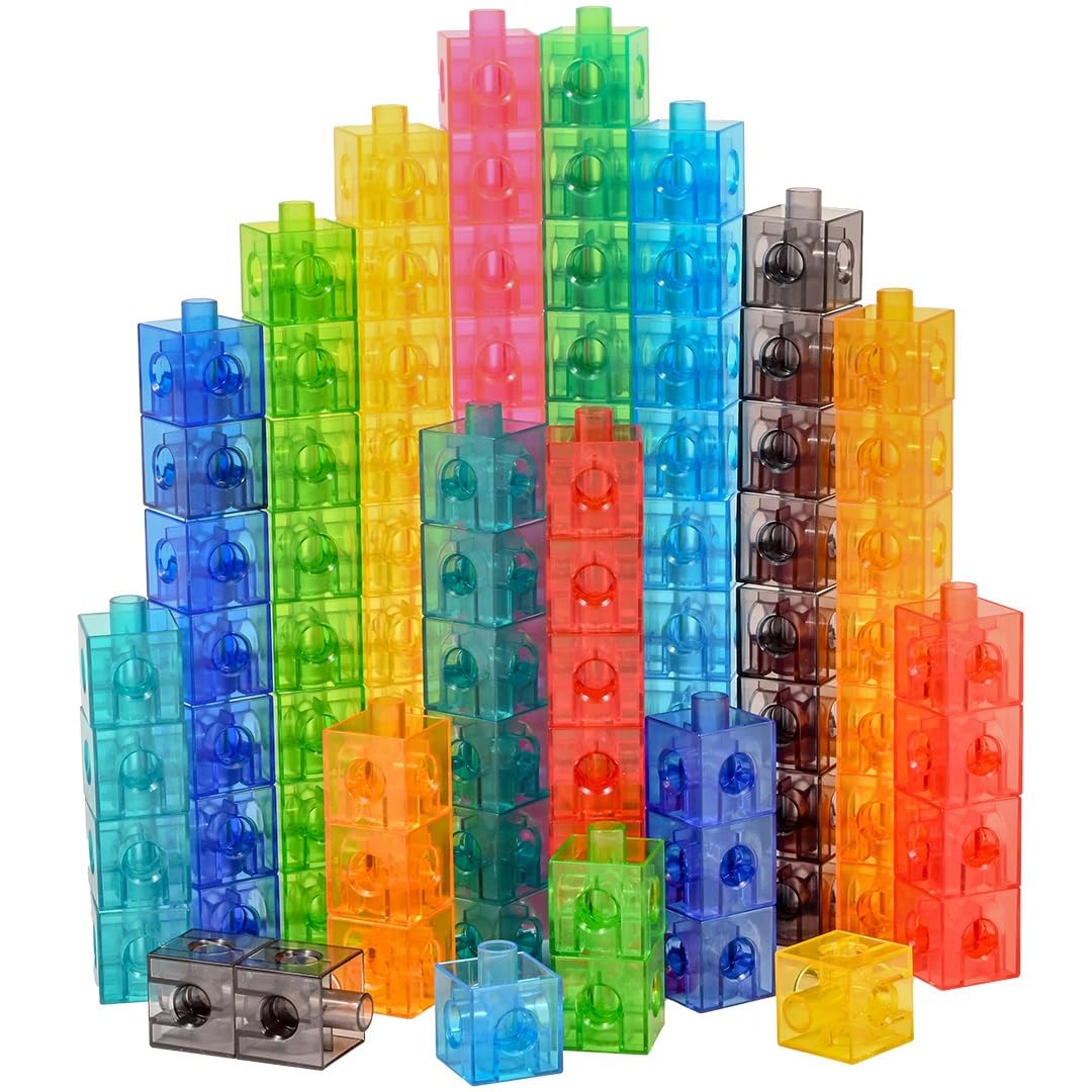 edxeducation Linking Cubes, Set of 100, Counting Cubes, Color Sorting Toys